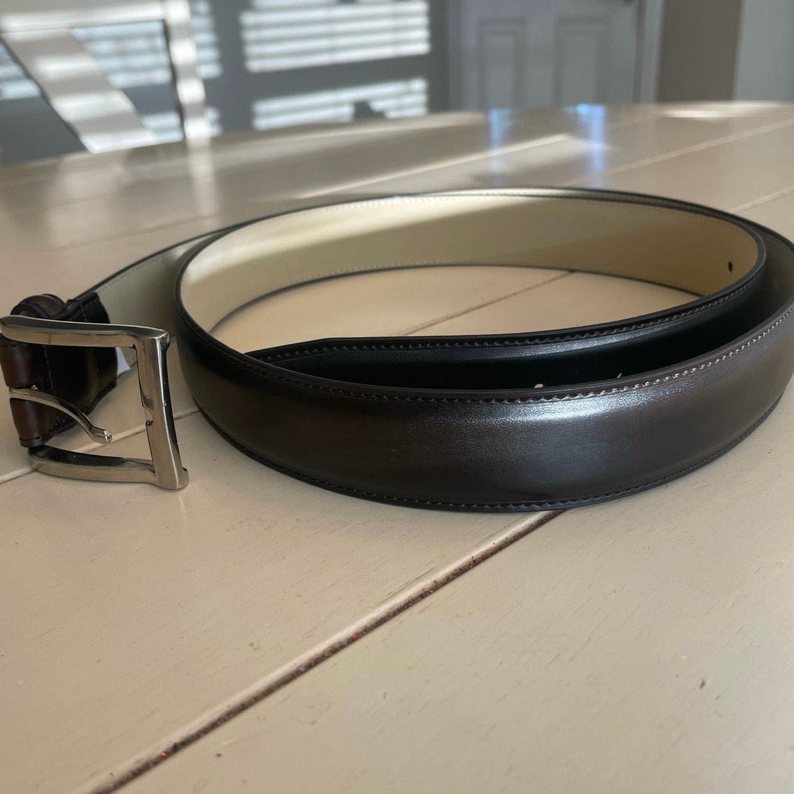 Black Leather Dress Belt Size 4648 Unknown Brand B94